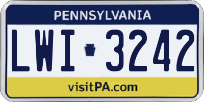 PA license plate LWI3242