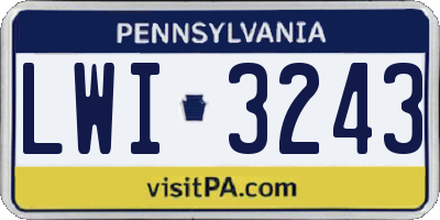 PA license plate LWI3243