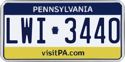 PA license plate LWI3440