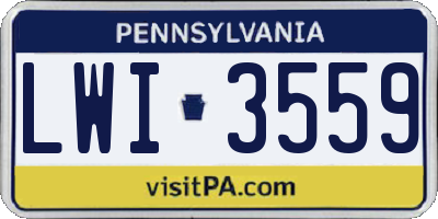 PA license plate LWI3559