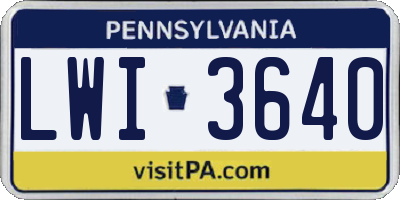 PA license plate LWI3640