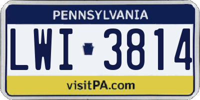 PA license plate LWI3814