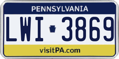 PA license plate LWI3869