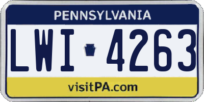 PA license plate LWI4263