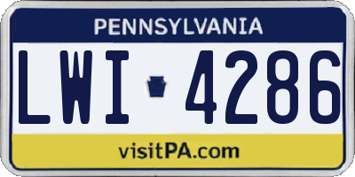 PA license plate LWI4286
