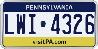 PA license plate LWI4326