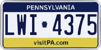 PA license plate LWI4375