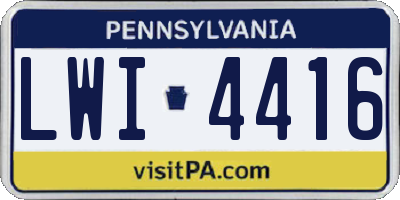 PA license plate LWI4416