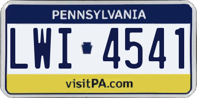 PA license plate LWI4541