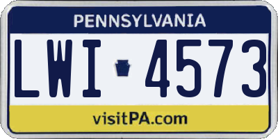PA license plate LWI4573