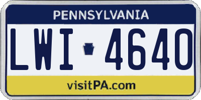 PA license plate LWI4640