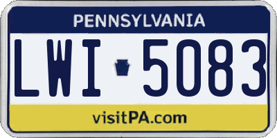 PA license plate LWI5083