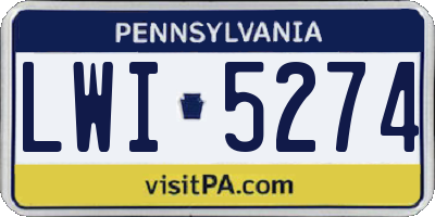 PA license plate LWI5274