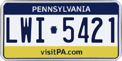 PA license plate LWI5421
