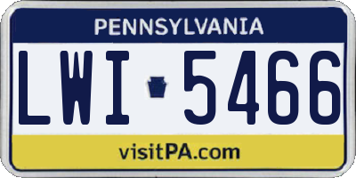 PA license plate LWI5466