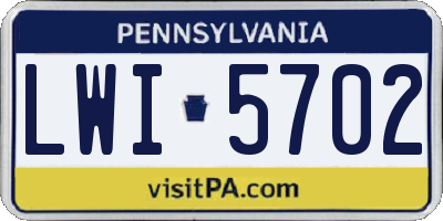 PA license plate LWI5702