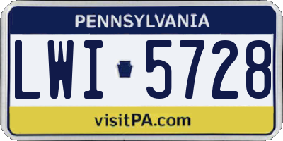 PA license plate LWI5728