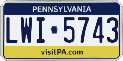 PA license plate LWI5743