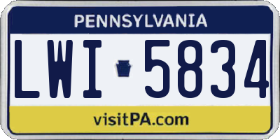 PA license plate LWI5834