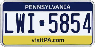 PA license plate LWI5854