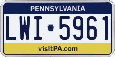 PA license plate LWI5961