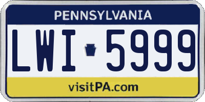 PA license plate LWI5999