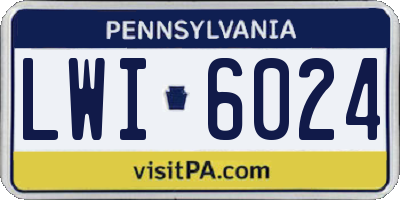 PA license plate LWI6024
