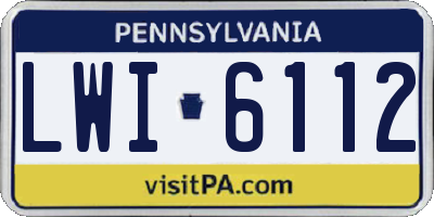 PA license plate LWI6112