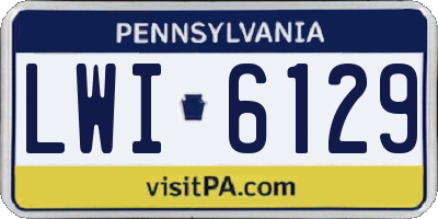 PA license plate LWI6129
