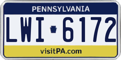 PA license plate LWI6172