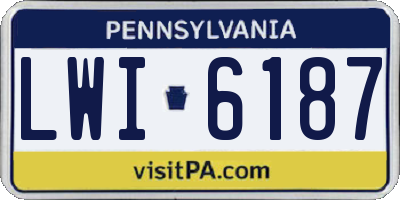 PA license plate LWI6187