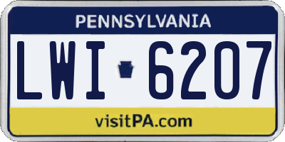 PA license plate LWI6207