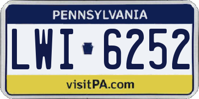 PA license plate LWI6252