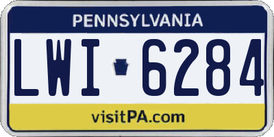 PA license plate LWI6284