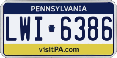 PA license plate LWI6386