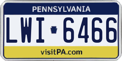 PA license plate LWI6466