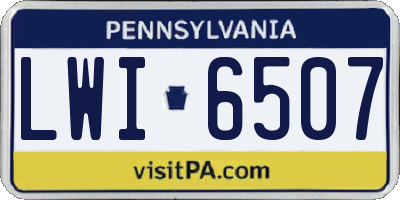 PA license plate LWI6507