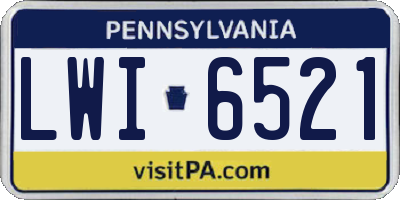PA license plate LWI6521