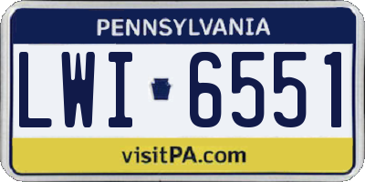 PA license plate LWI6551