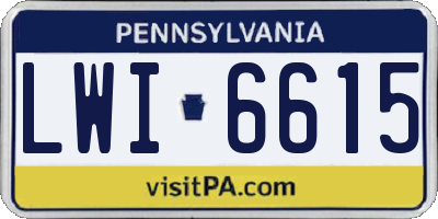 PA license plate LWI6615