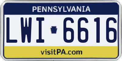 PA license plate LWI6616
