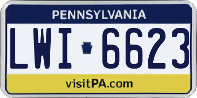 PA license plate LWI6623