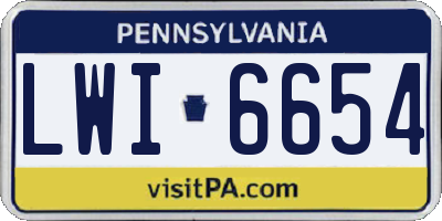 PA license plate LWI6654