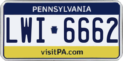 PA license plate LWI6662