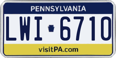 PA license plate LWI6710