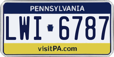 PA license plate LWI6787