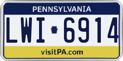 PA license plate LWI6914
