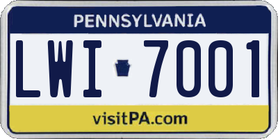 PA license plate LWI7001