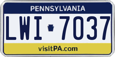PA license plate LWI7037