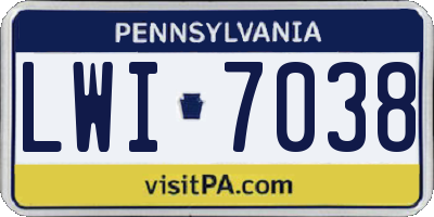 PA license plate LWI7038